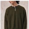 Suéter Vintage Retrô Americano Primavera e Outono Masculino Gola Henley Preguiçosa Tricô Pulôver Suéter Top Unissex Tendência