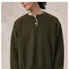 Retro Americano Primavera y Otoño Cuello Redondo Botón Mezcla de Lana Henley Perezoso Cuello de Punto Jersey Prendas de Punto para Hombres y Mujeres