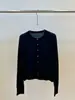 Otoño/Invierno Nuevo Simple Clásico Versátil Lana Cuello Redondo Manga Larga Alta Elasticidad Color Sólido Capa Base Tejido Cárdigan Ropa de Abrigo para Mujer