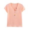 Roupas Femininas Transfronteiriças Europeias e Americanas 2025 Verão Novo Estilo Tricô Camiseta Fina Decoração de Botões Coloridos Versátil Look Emagrecedor Top