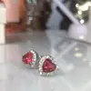 Pendientes Ins Japoneses y Coreanos Nuevos Chapados PT950 2021 Polvo de Princesa Amor Incrustado Circonio 3A Pendientes Elegantes Suministro Transfronterizo