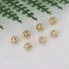 Cuentas Huecas Redondas Chapadas en Oro de 18 Quilates que Conservan el Color, Materiales para Cuentas de Pulsera y Collar Hechos a Mano para DIY, Accesorios para Joyería