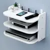 Suporte de armazenamento para roteador, organizador WiFi, prateleira de parede, suporte de parede para decodificador de TV sem furos