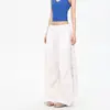 Pantalones de encaje blanco fino de pierna ancha huecos de verano para mujer de Jack, Pantalones casuales básicos holgados