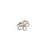 Anillo Abierto de Flor de Perla Calada en Plata para Mujer Lujo Accesible Anillo Elegante de Gama Alta Anillo de Nicho Retro Francés