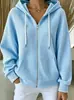 Sudadera con Capucha y Cremallera de Tejido Waffle Europea y Americana 2026 para Mujer Chaqueta Holgada Europea y Americana con Hombros Caídos Transfronteriza Casual