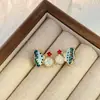 Pendientes de Gota de Aceite Coloridos de Esmalte Coreanos y Japoneses Dulces Frescos Mariposa Diseño de Nicho Pendientes de Moda