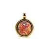 Xizang 1.5cm Acero de Titanio Pequeño Colgante Thangka Zorro de Nueve Colas Hada Flor de Durazno Zorro Dorado Redondo Colgante Thangka