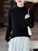 Suéter de Punto Grueso de Lana Pura de Siete Agujas con Cuello Alto y Mangas Largas para Mujer, Nuevo Invierno 2026, Top de Suéter de Lana Retorcida