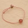 Diseño de nicho hilo de seda azul tejido vintage jade natural Hetian cristal fresa simple pulsera ultrafina cuerda de mano cinturón plegable