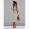 Otoño e invierno 2024 nuevo transfronterizo Amazon wish AliExpress ropa de mujer europea y americana color liso manga de farol ajustada a la cintura escalonada