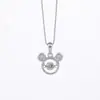 Pequeño collar inteligente de plata de ley s925 con dibujos animados de Mickey Mouse y diamantes brillantes, moda simple para niños, primera generación de cabello