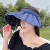 Sombrero protector solar para mujer, sombrero de verano con banda para la cabeza, parasol, sombrero de playa con alero grande y protección UV, sombrero de concha con parte superior vacía.
