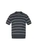 Camiseta de Tricô Listrada Manga Curta Estilo Old Money Leve, Macia e Fluida, Estilo Japonês, para Homens, Nova Blusa Casual Solta de Verão