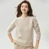 Suéter de punto Kangbaolai para mujer, cuello redondo, hilo grueso floral, estilo relajado, ajuste holgado, prenda básica