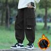 Atacado Roupas Infantis Calças para Meninos 2026 Outono e Inverno Nova Calça à Prova de Vento e Água Tendência Versátil Roupa de Trabalho Forrada com Fleece Calça Longa