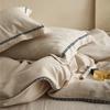 Conjunto de três peças de algodão simples estilo japonês, linho justo, quatro estações, nude, roupa de cama de casal, tecido para casa