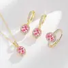 Transmisión en vivo venta caliente conjunto de huevo de paloma anillo de base de cobre chapado en oro de 18 quilates pendientes collar colgante joyería para mujer venta al por mayor