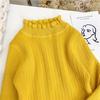 [em estoque] Suéter Básico para Meninas Outono e Inverno Novo Suéter de Tricô para Bebê Estilo Ocidental Gola Média com Borda de Orelha Estilo Coreano Infantil