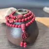Pulseira de Cinábrio para Mulheres, Pulseira em Formato de Cabaça com Conteúdo Padrão, Pulseira de Flor de Cabaça de Cinábrio em Camadas Múltiplas, Pulseira de Cinábrio de Nicho