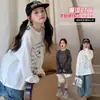 Camiseta de Manga Longa com Estampa de Letras Estilo Coreano para Meninas, Primavera 2026, Top Casual Simples Soltinho, Moda Transfronteiriça Tendência