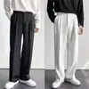Pantalones de traje casuales para hombre, de primavera, estilo japonés, ligeros, de lujo, de alta gama, negros, holgados, rectos, de pierna ancha y largos.