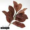 Folhas e Galhos Artificiais de Magnólia para Arranjos Florais e Paisagismo, Folhas Grandes para Decoração de Quarto Modelo de Hotel, Plantas Verdes e Flores Artificiais de Magnólia