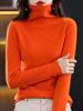 Suéter de lã com gola alta feminino, outono e inverno, gola alta, elegante, com base de malha fina e mangas compridas