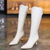 Botas Altas de Mujer Tacón Fino 2026 Otoño/Invierno Nueva Llegada Punta Fina Tacón Alto Corte en V Botas Largas Elegantes Elásticas Adelgazantes