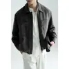 Estilo Old Money Chaqueta con Cremallera Metálica de Solapa de Seda de Morera y Lana para Hombre 2026 Otoño/Invierno Ropa Exterior Ligera para Viajes de Negocios