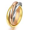 Anel de Aço Inoxidável Três Argolas Anel Três Vidas III Anel de Casamento 18K Anel de Combinação 6mm
