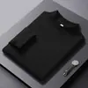 Camiseta Térmica de Fleece Base Layer Masculina com Gola Meia-Alta Inverno Engrossada Quente Fleece Dupla Face Amigo da Pele Macia Para o Dia a Dia Cor Lisa Manga Longa