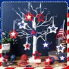 Geelin 18 Peças Enfeites 4 de Julho Estrela Patriótica Feltro Vermelho Azul Branco Estrela Pendurada 3.56