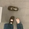Sapatos Mary Jane de Uma Tira com Laço e Pelo, Brisa Suave da Noite, para Mulheres, Uso Externo Outono e Inverno, Mocassins de Algodão com Forro de Lã