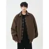 Chaqueta de cuadros retro americana con solapa y retazos para hombre, estilo nuevo de moda para otoño e invierno, chaqueta versátil holgada de dos piezas aparentes para hombre