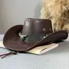 Fivela de Rebite para Cinto de Couro Chapéu Jazz para Homens e Mulheres Primavera, Verão e Outono Viagem ao Ar Livre Chapéu de Sol Aba Larga Chapéu de Cowboy Ocidental de Xizang