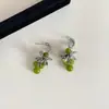 Pendientes de Vidrio Aguja de Plata Uva Forma de C Verano Pastoral Frescos Pendientes Moda Personalidad Pendientes Diseño Nicho