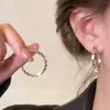 [Tiempo Libre] Aretes de Círculo de Plata Rota Pinzas para Orejas con Disco Repelente de Mosquitos Aretes de Aro para Mujeres Sin Perforación Aretes de Aro Lisos