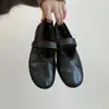 Zapatos Mary Jane planos cómodos de felpa versátiles estilo coreano para mujer con cierre de velcro, punta redonda poco profunda, diseño simple