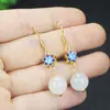 Aretes Verdes Originales Tianshan Ganchos para Oreja - Accesorios de Perlas Redondas Clavos Flor de Mariposa Aretes Artísticos Joyería Estilo Nacional Gama Alta