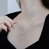 Colar de Prata de Lei S925 para Mulheres com Design de Lua Crescente Meio Círculo Sorriso em Zircônia, Design de Nicho, Colar Exquisito de Luxo Leve, Corrente de Clavícula