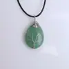 Colar Árvore da Vida de Cristal Rosa Natural Exportação Transfronteiriça Fornecimento de Novo Produto Outono e Inverno Europeu e Americano Pingente de Casal em Forma de Gota