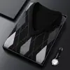 Colete de lã com decote em V para outono e inverno, colete de malha espesso sem mangas com padrão de losangos para homens, usado sob um suéter jacquard, colete masculino