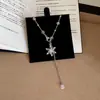 Collar de Borlas de Zirconia con Copo de Nieve Moderno y Versátil para Mujer con Diseño Único y Sencillo
