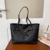 Bolso de Mano Minimalista de Cuero Bicolor para Mujer 2026, Bolso de Hombro de Gran Capacidad para el Trabajo, Bolso de Mano de Lujo Ligero con Decoración de Correa