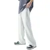 Pantalones Blancos de Seda de Hielo para Hombre de Pierna Ancha con Efecto de Caída, Pantalones de Vestir Ligeramente Acampanados, Pantalones Casuales Rectos Sueltos, Pantalones Finos de Verano Largos hasta el Suelo