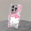 Pulsera Soporte Floral para Gato para Funda de Teléfono Móvil Apple 16promax 13 Película de Lente de Hilo de Plumas 14 Dibujo Animado Lindo