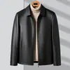 Chaqueta de Piel Sintética para Hombre 2026 Otoño/Invierno Cuello Solapa Cremallera Parte Superior para Hombres Jóvenes y de Mediana Edad, Cuero Lavado Casual Abrigo Cálido