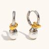 Aretes Europeos y Americanos Transfronterizos de Corazón Anudado con Perlas Acero Inoxidable Chapado en Oro de 18K Estilo Francés Retro Aretes de Alta Gama