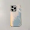 Capa de Celular iPhone 15 com Pena Gradiente Laser Fosca Apple 13 Acrílico Semitransparente Avançada Simples
